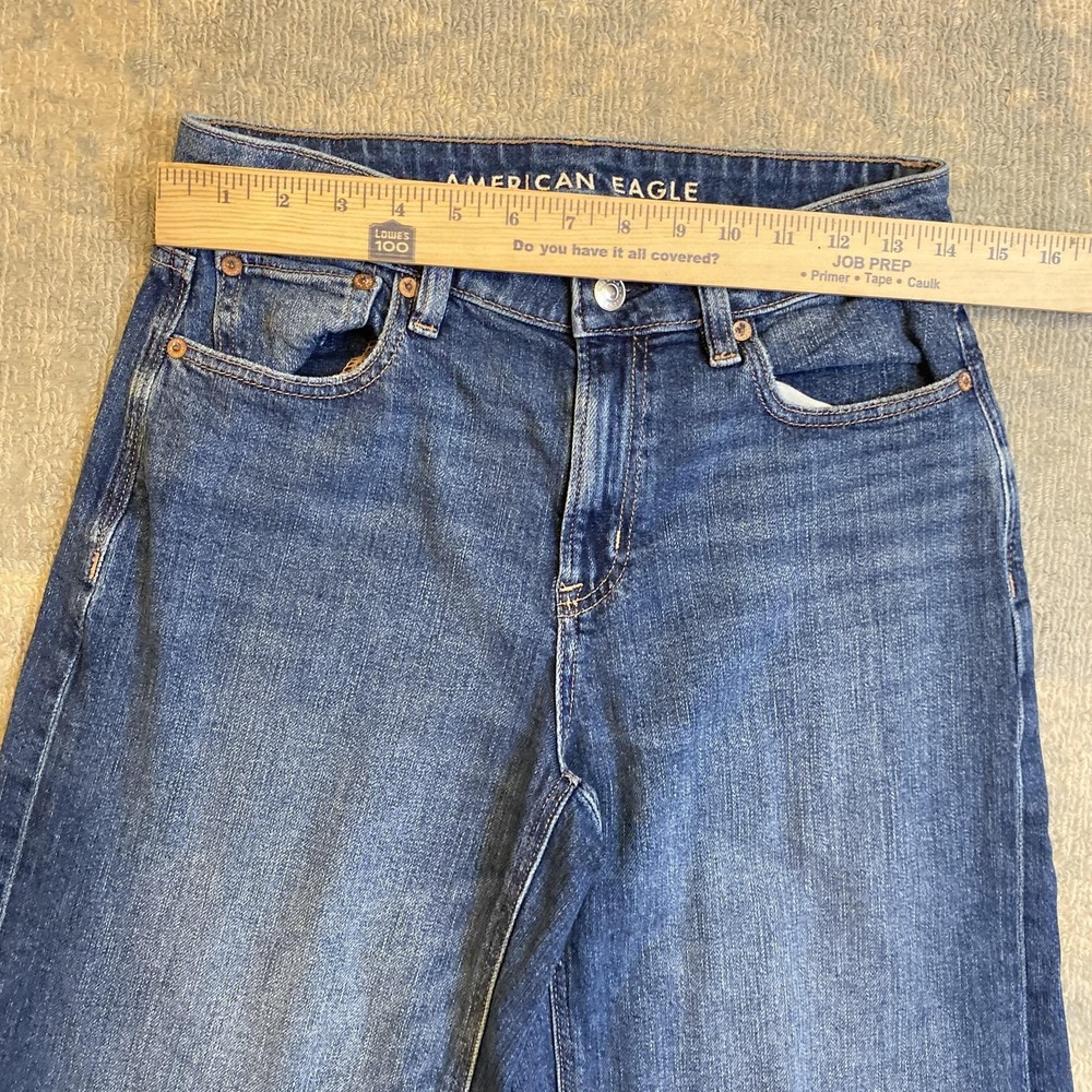 American Eagle Super High-Rise Baggy Wide Leg Jeans Womens 2 Short Blue Denim - Picture 5 of 14